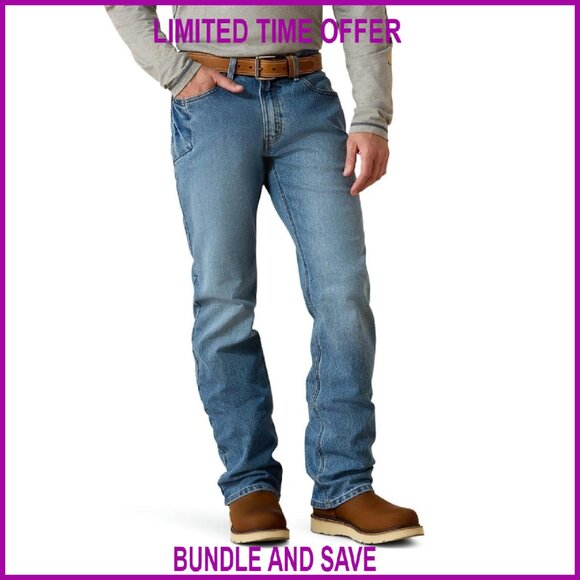 Men's Relaxed Fit Boot Cut Work Jeans with DuraStretch ToughMax Denim